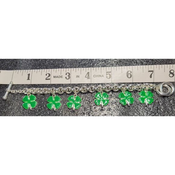 Signed Vintage St. Patrick's Day enamel and silver charm bracelet, pendant/brooc - Picture 3 of 3